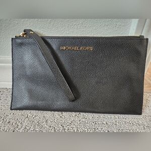 Michael Kors Wristlet, Black Leather